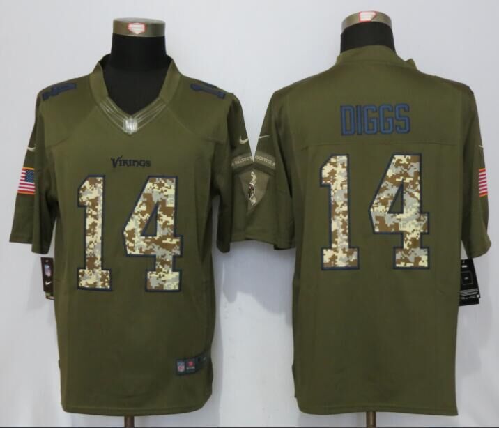 Nike Vikings 14 Stefon Diggs Green Salute To Service Limited Jersey