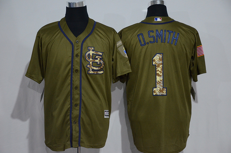 Cardinals 1 Ozzie Smith Olive Green New Cool Base Jersey