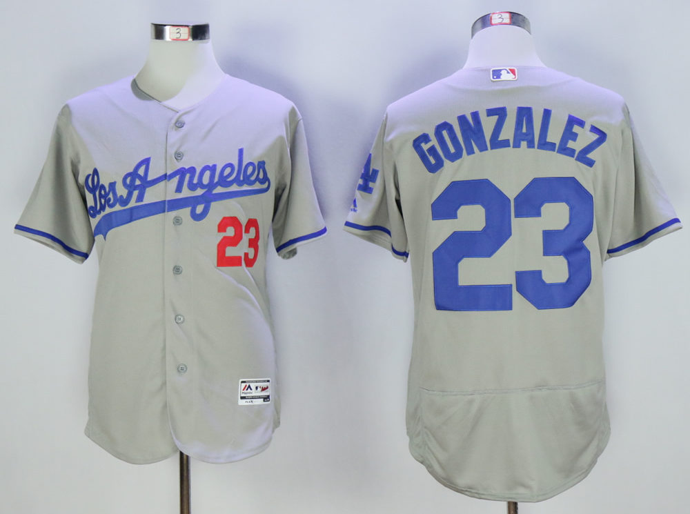 Dodgers 23 Adrian Gonzalez Grey Collection Player Flexbase Jersey