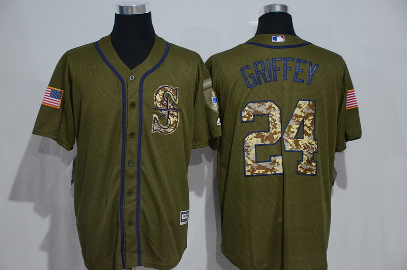 Mariners 24 Ken Griffey Jr. Olive Green New Cool Base Jersey