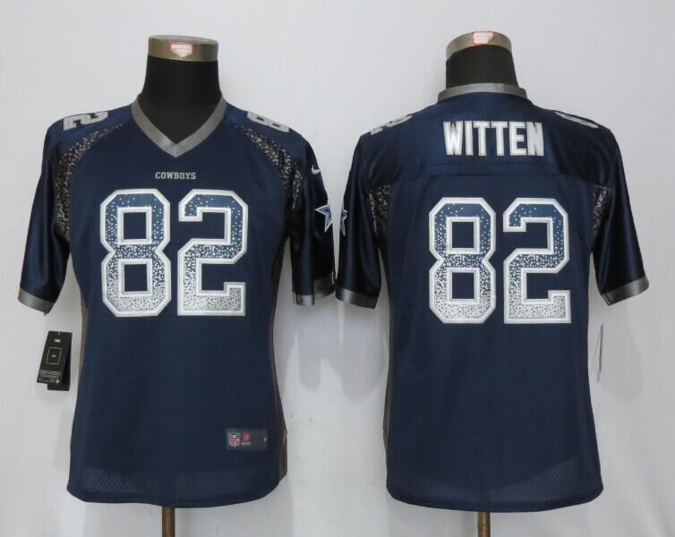 Nike Cowboys 82 Jason Witten Blue Women Drift Fashion Jersey