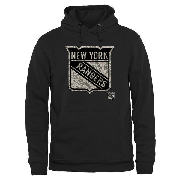 New York Rangers Black Camo Logo Men's Pullover Hoodie