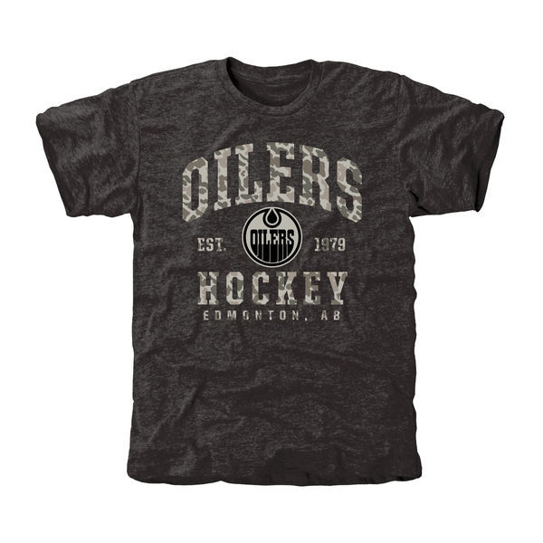 Edmonton Oilers Grey Camo Logo Short Sleeve Men's T-Shirt