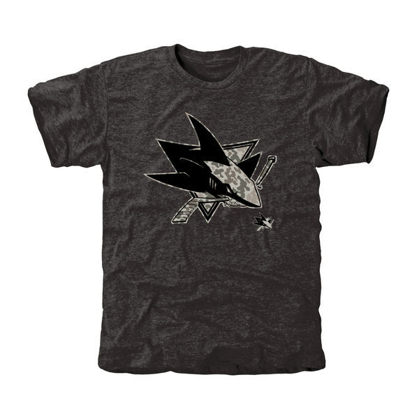 San Jose Sharks Grey Camo Logo Short Sleeve Men's T-Shirt