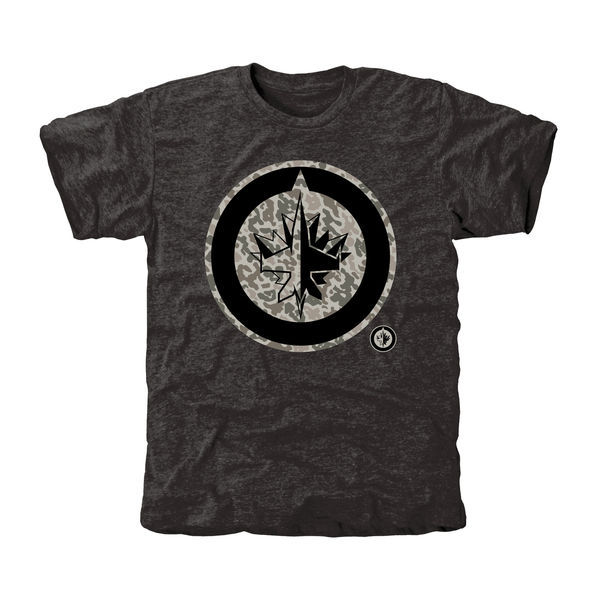 Winnipeg Jets Grey Camo Logo Short Sleeve Men's T-Shirt