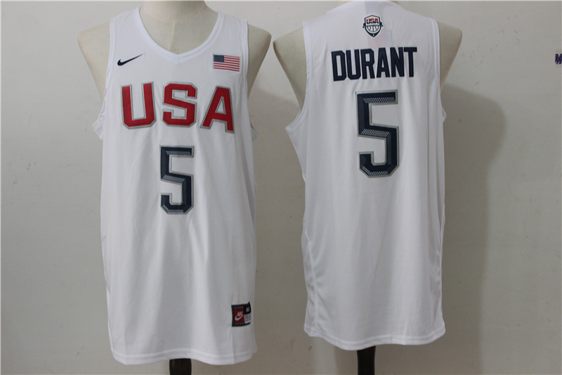 USA Basketball 5 Kevin Durant White Nike Rio Elite Stitched Jersey