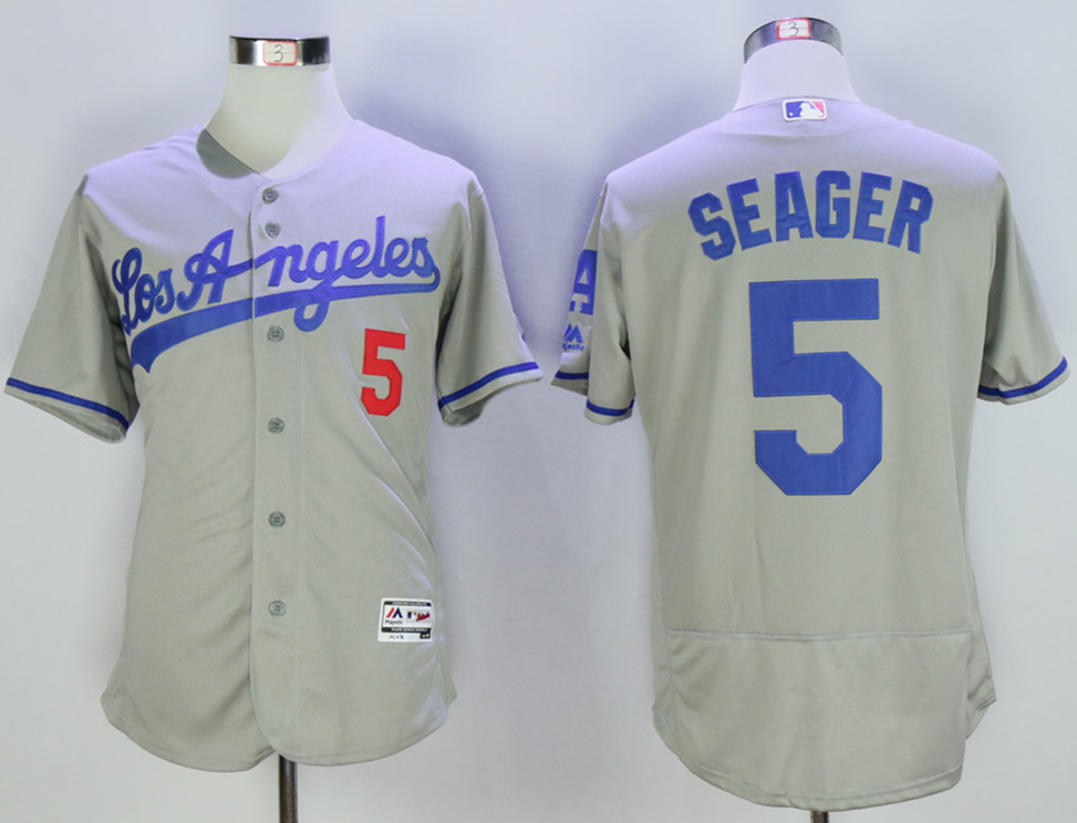 Dodgers 5 Corey Seager Grey Flexbase Jersey