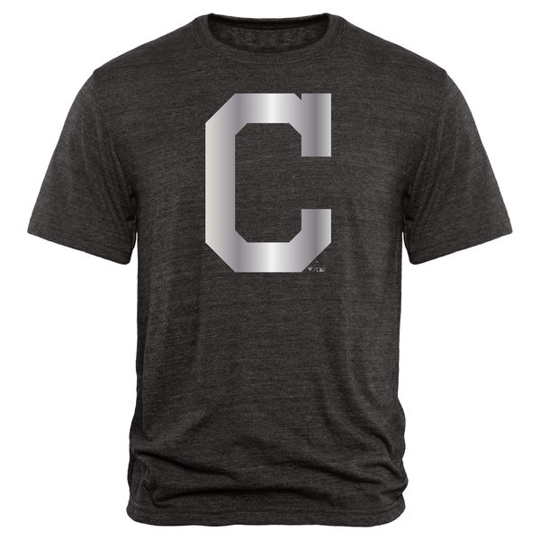 Cleveland Indians Fanatics Apparel Platinum Collection Tri Blend T Shirt Black