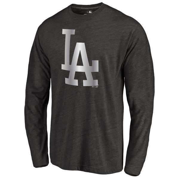 L.A. Dodgers Platinum Collection Long Sleeve Tri Blend T Shirt Black