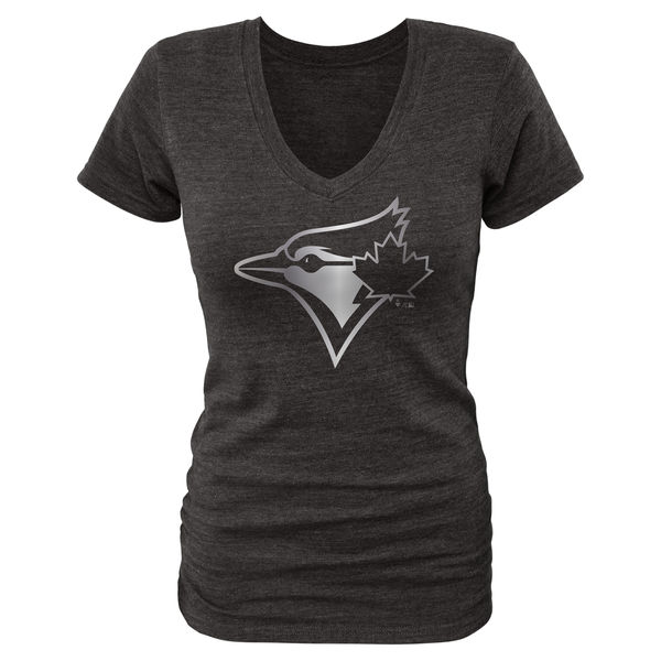 Toronto Blue Jays Fanatics Apparel Women's Platinum Collection V Neck Tri Blend T Shirt Black