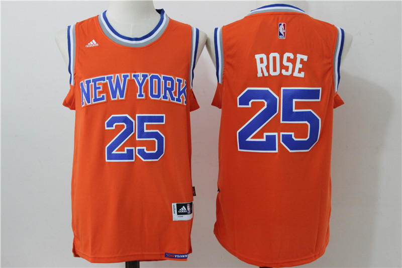 Knicks 25 Derrick Rose Orange Swingman Jersey