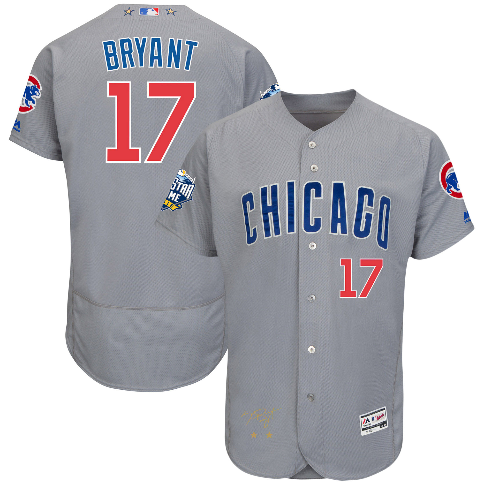 Cubs 17 Kris Bryant Grey 2016 All-Star Game Signature Flexbase Jersey