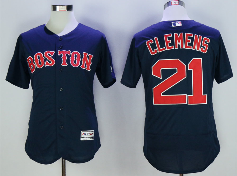 Red Sox 21 Roger Clemens Navy Flexbase Jersey