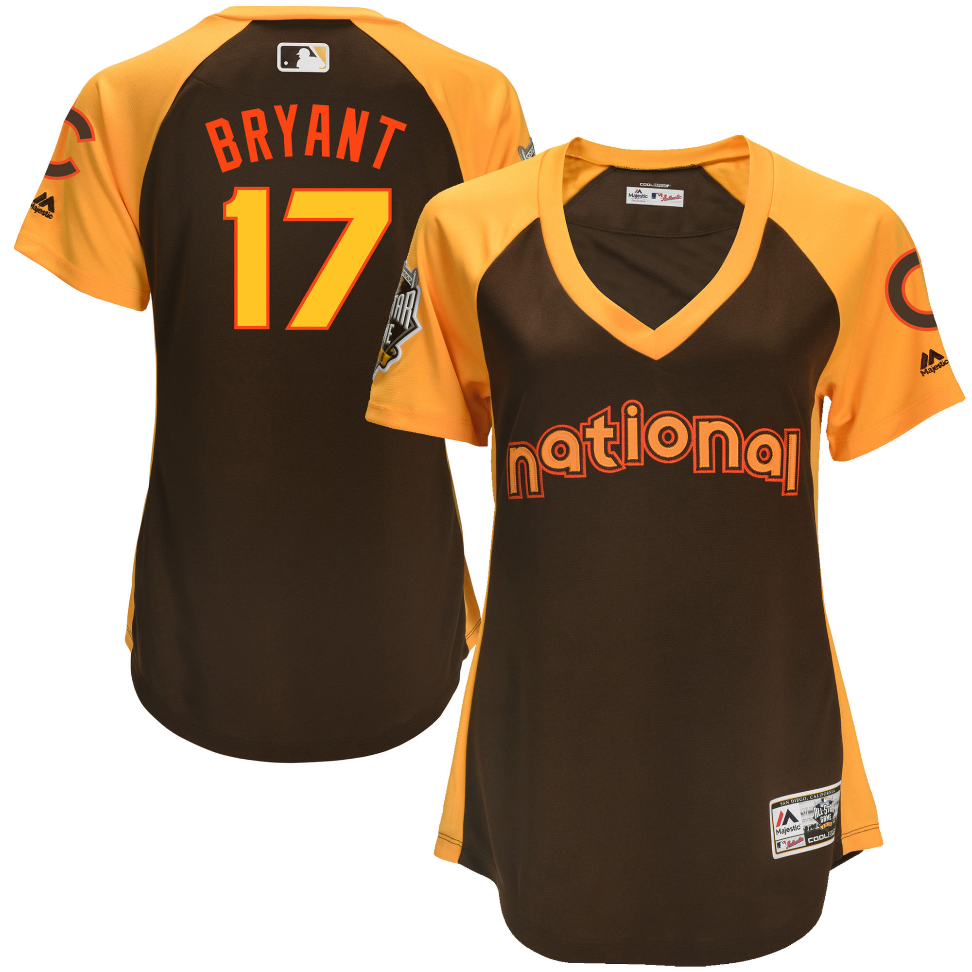 Cubs 17 Kris Bryant Brown Women 2016 All-Star Game Cool Base Batting Practice Player Jersey