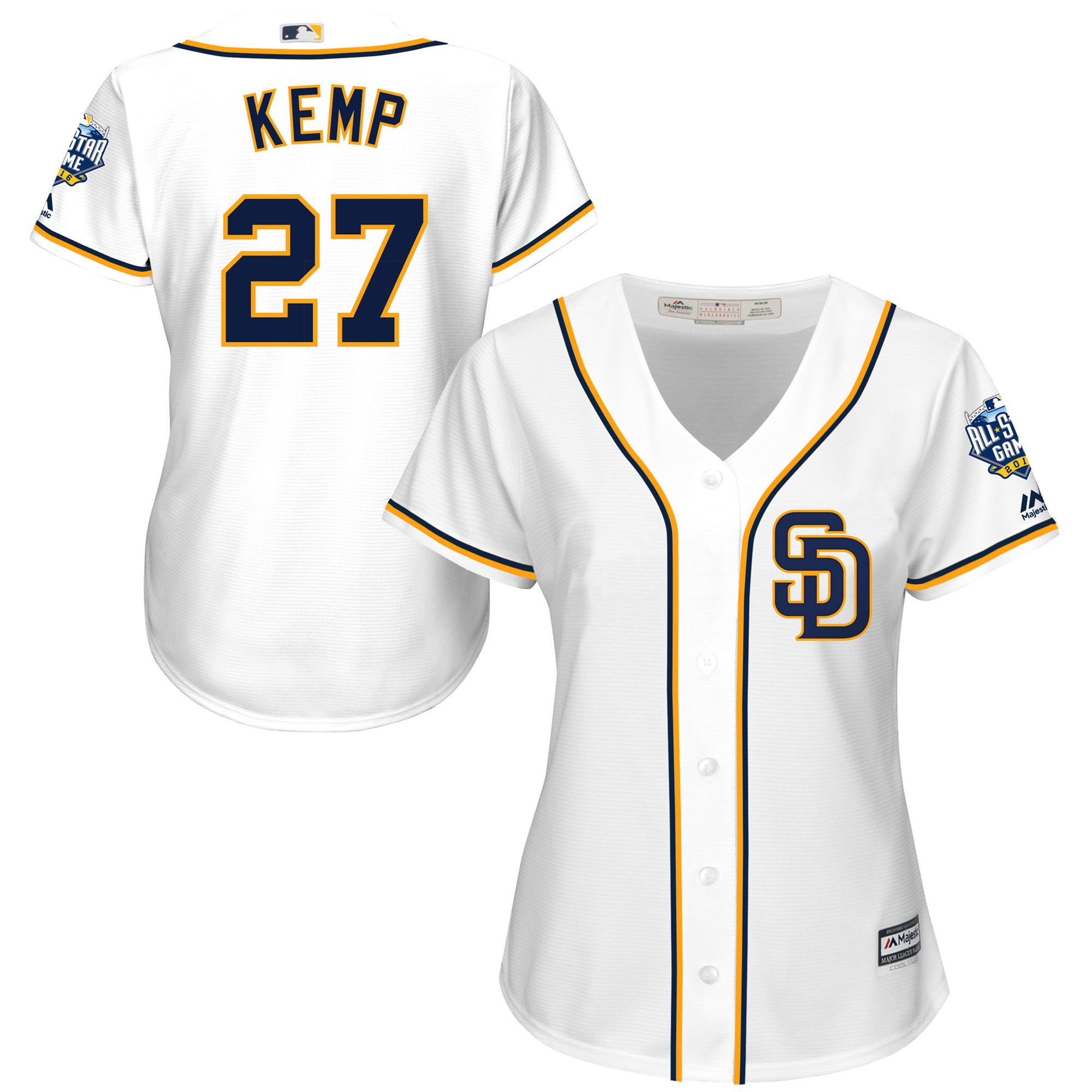 Padres 27 Matt Kemp White 2016 All-Star Game Women New Cool Base Jersey