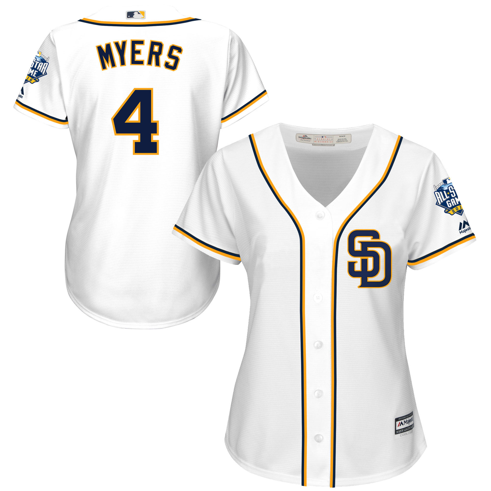 Padres 4 Wil Myers White 2016 All-Star Game Women New Cool Base Jersey