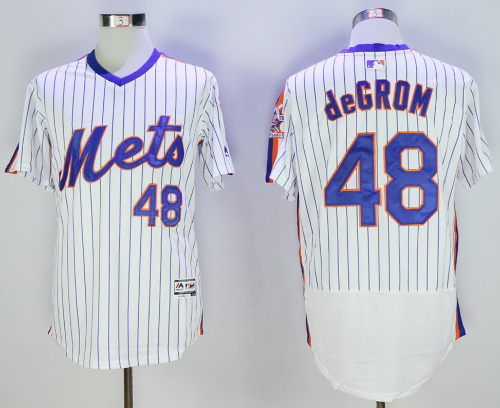 Mets 48 Jacob deGrom White Cooperstown Collection Flexbase Jersey