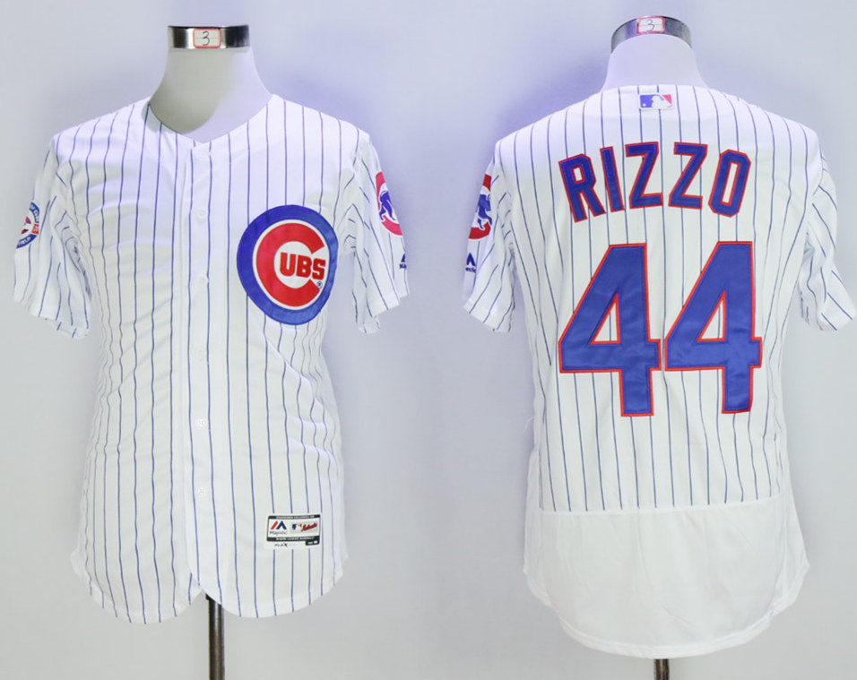 Cubs 44 Anthony Rizzo White With 100th Anniversary Patch Flexbase Jersey