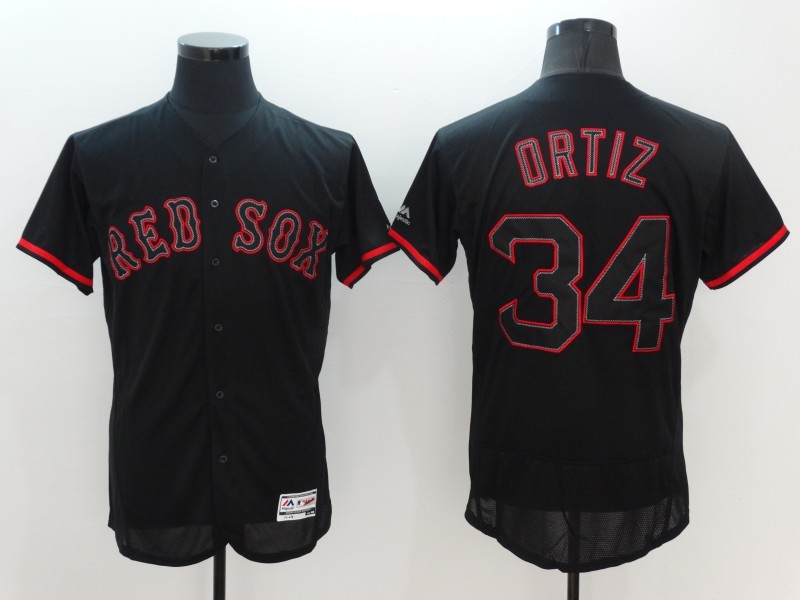 Red Sox 34 David Ortiz Black Flexbase Jersey