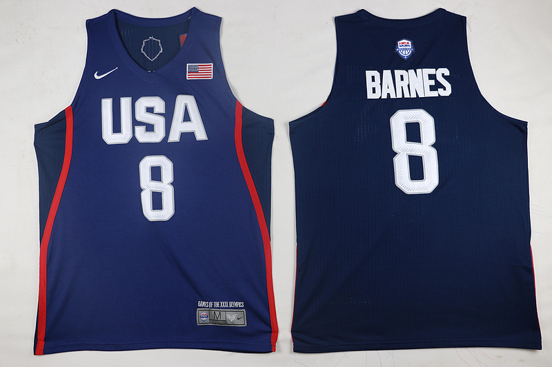 USA Basketball 8 Harrison Barnes Royal Nike Rio Elite Stitched Jersey