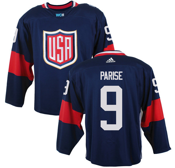 USA 9 Zach Parise Navy 2016 World Cup of Hockey Premier Player Jersey