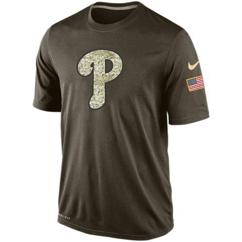 Nike Philadelphia Phillies Olive Green Salute To Service Dri Fit Men's T-Shirt