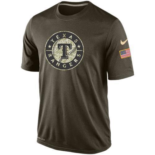 Nike Texas Rangers Olive Green Salute To Service Dri Fit Men's T-Shirt