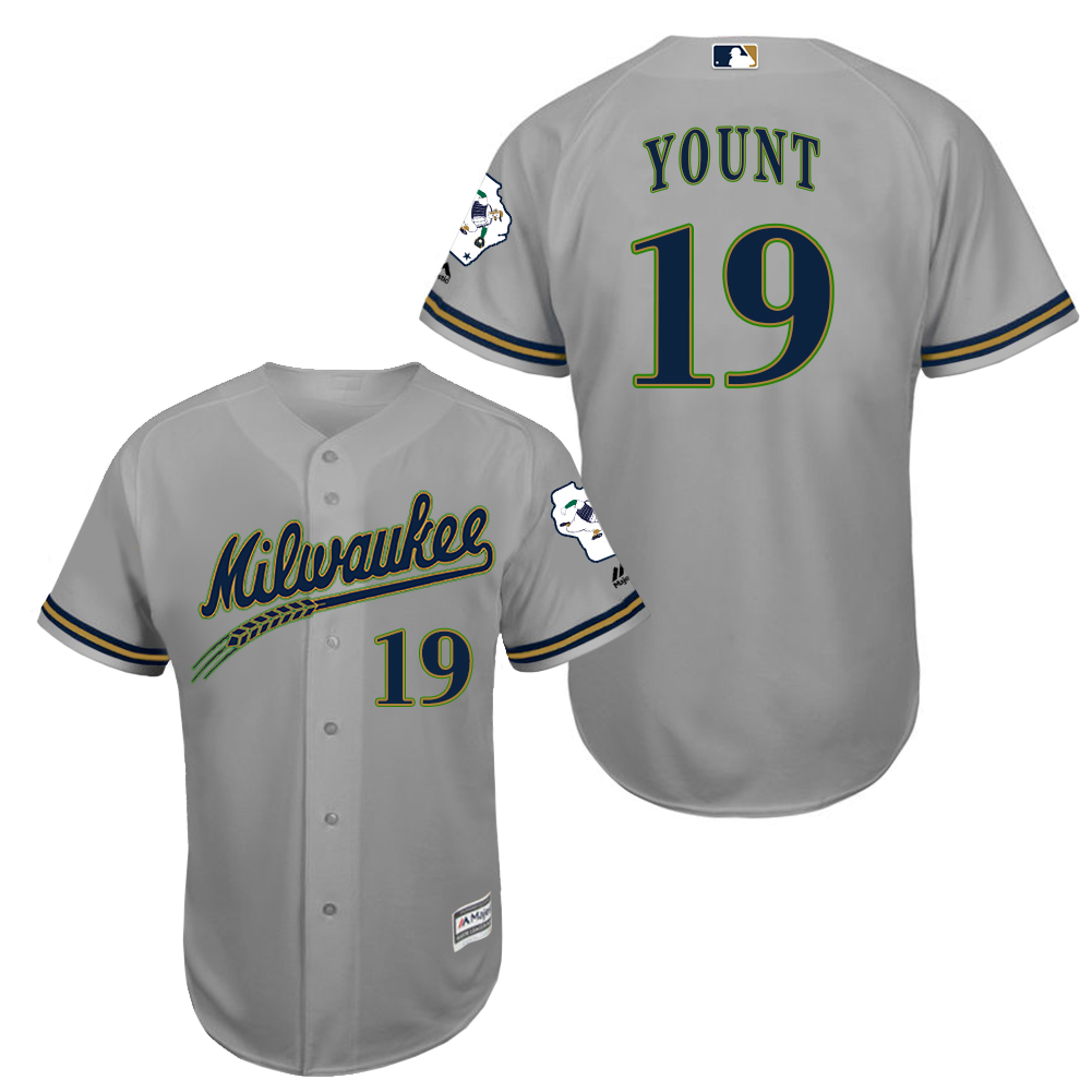 Brewers 19 Robin Yount Grey New Cool Base Jersey