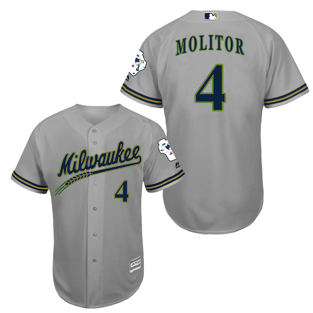 Brewers 4 Paul Molitor Grey New Cool Base Jersey
