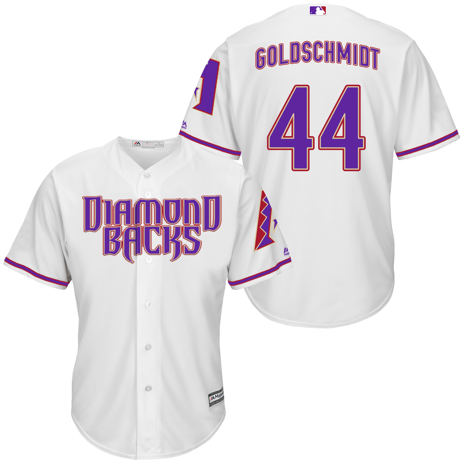 Diamondbacks 44 Paul Goldschmidt White Purple New Cool Base Jersey