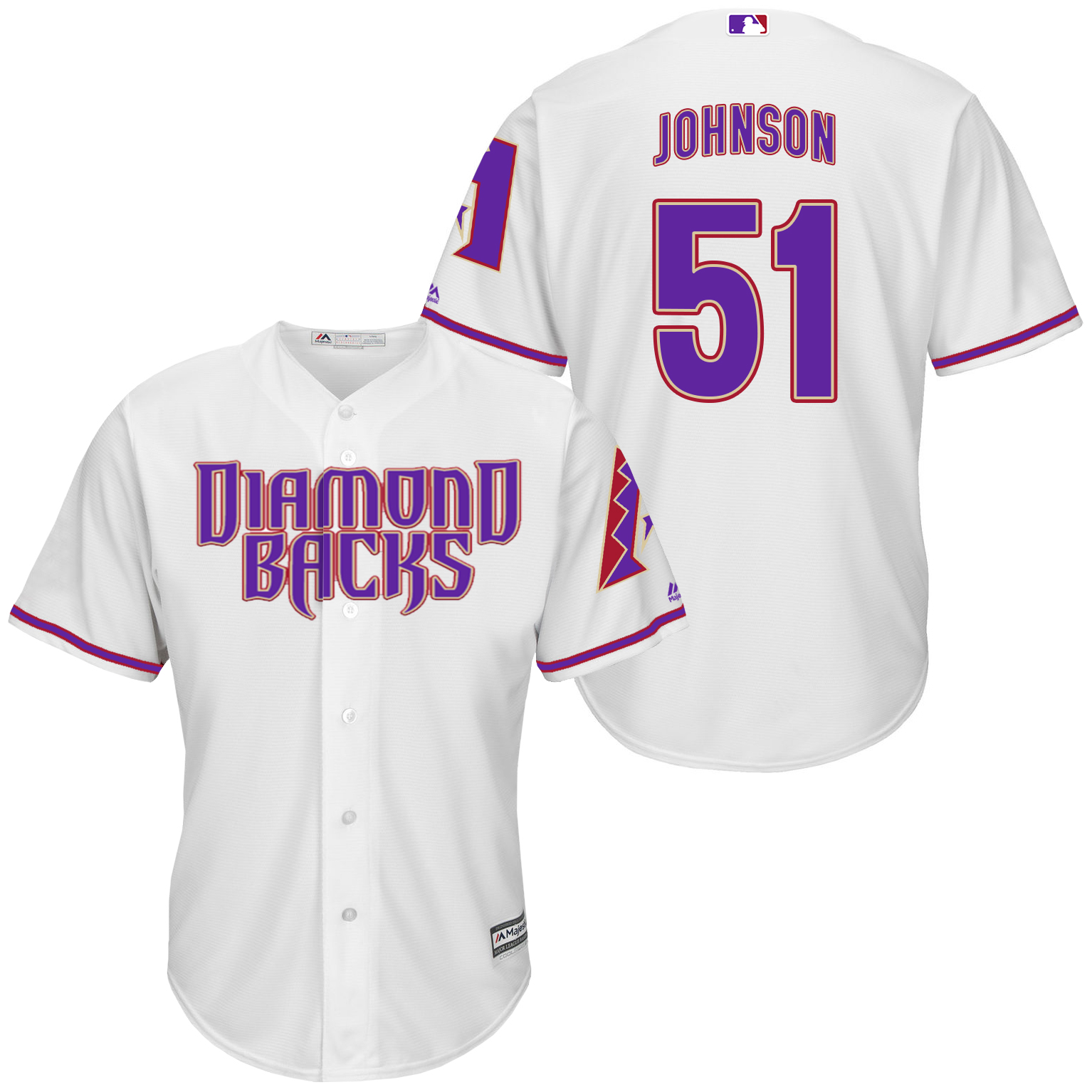 Diamondbacks 51 Randy Johnson White Purple New Cool Base Jersey