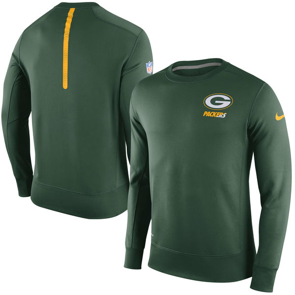 Nike Green Bay Packers Green 2015 Sideline Crew Fleece Performance Sweatshirt