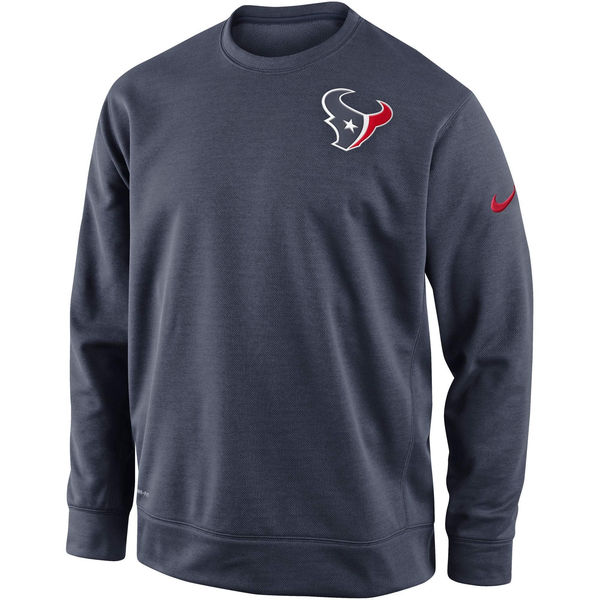 Nike Houston Texans Navy 2015 Sideline Crew Fleece Performance Sweatshirt2
