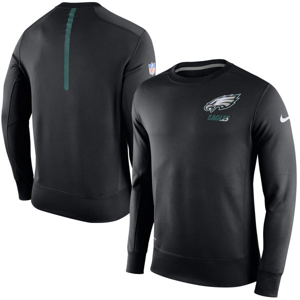 Nike Philadelphia Eagles Black 2015 Sideline Crew Fleece Performance Sweatshirt