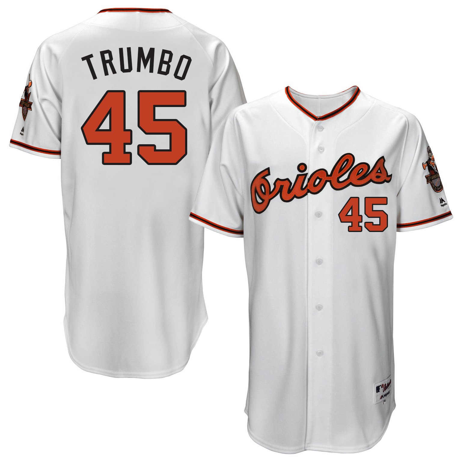 Orioles 45 Mark Trumbo White Throwback Jersey