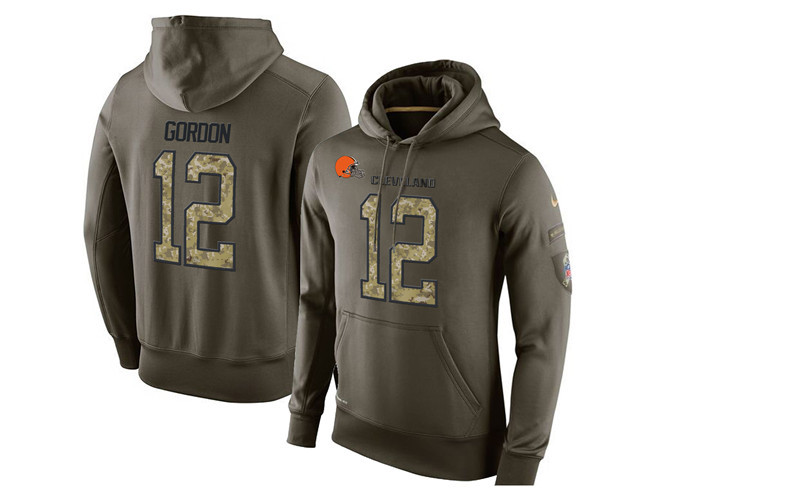 Nike Browns 2 Josh Gordon Olive Green Salute To Service Pullover Hoodie