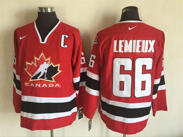 Team Canada 66 Mario Lemieux Red Nike 2002 Olympics Throwback Jersey