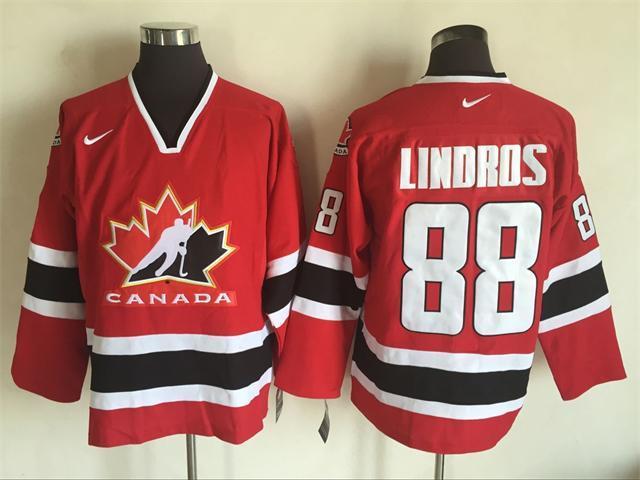 Team Canada 88 Eric Lindros Red Nike 2002 Olympics Throwback Jersey
