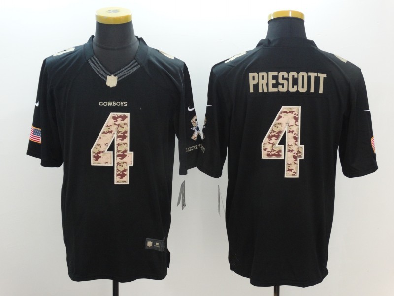 Nike Cowboys 4 Dak Prescott Black Salute To Service Limited Jersey