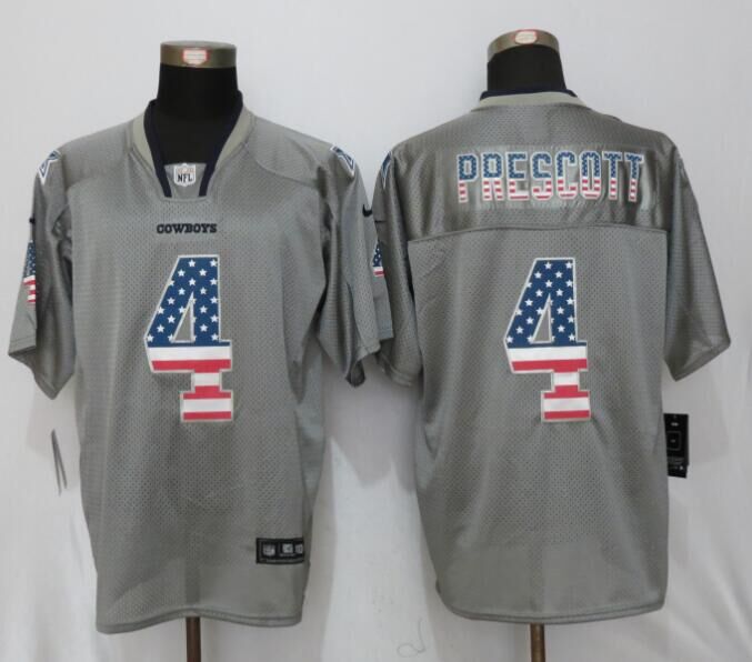 Nike Cowboys 4 Dak Prescott USA Flag Grey Shadow Elite Jersey