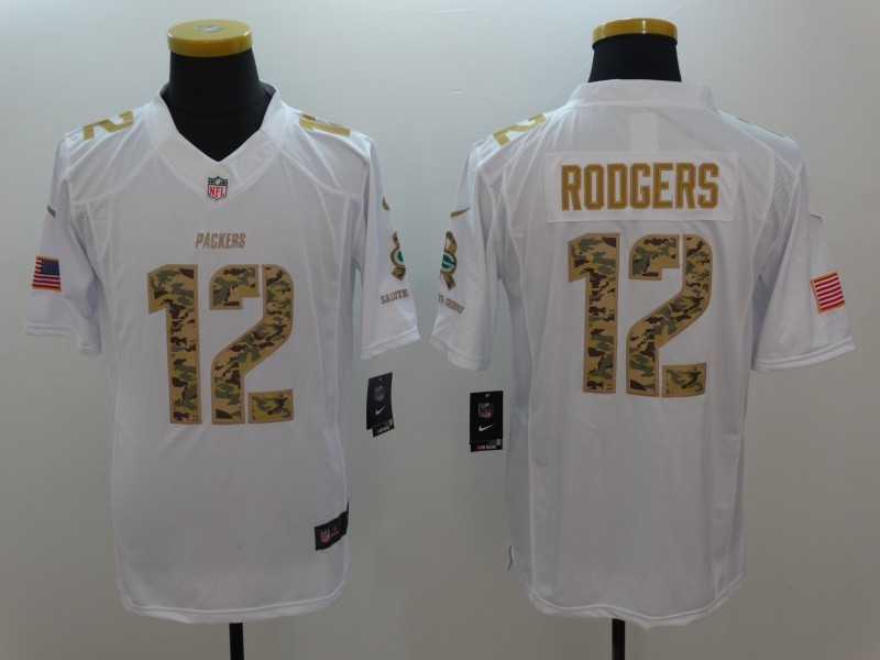 Nike Packers 12 Aaron Rodgers White Salute To Service Limited Jersey