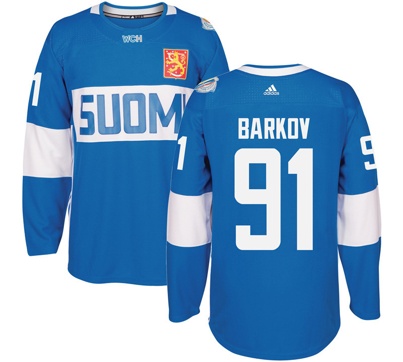 Finland 91 Aleksander Barkov Blue 2016 World Cup Of Hockey Premier Player Jersey