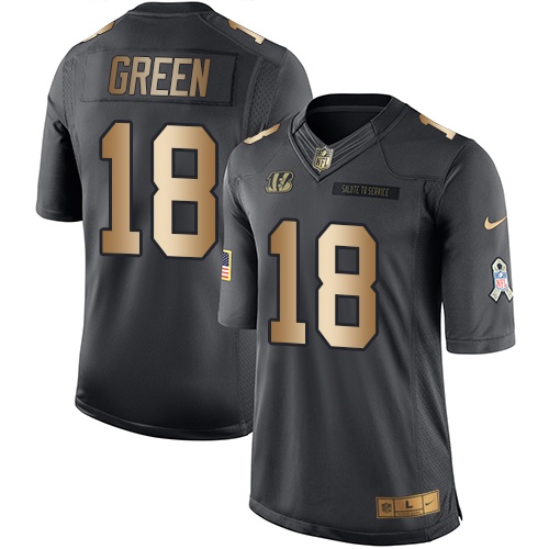 Nike Bengals 18 A.J. Green Anthracite Gold Salute to Service Limited Jersey