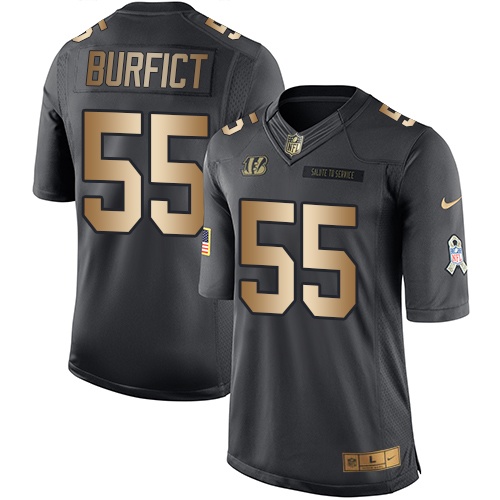 Nike Bengals 55 Vontaze Burfict Anthracite Gold Salute to Service Limited Jersey