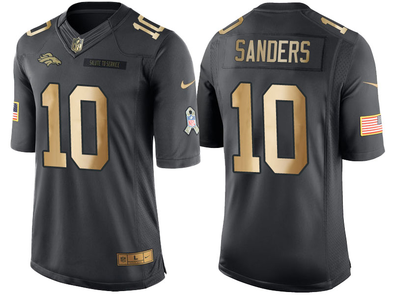 Nike Broncos 10 Emmanuel Sanders Anthracite Gold Salute to Service Limited Jersey