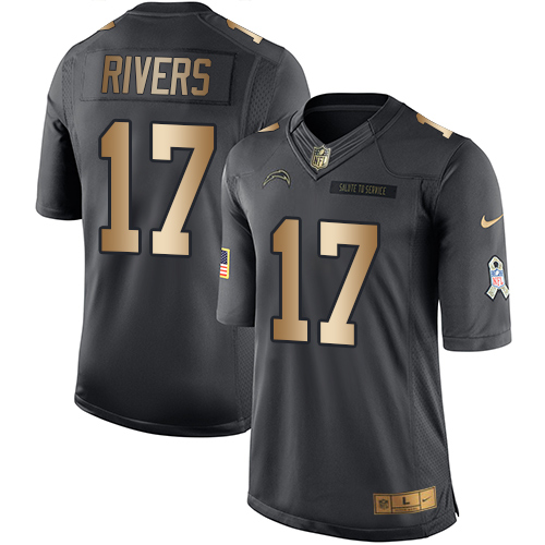 Nike Chargers 17 Philip Rivers Anthracite Gold Salute to Service Limited Jersey