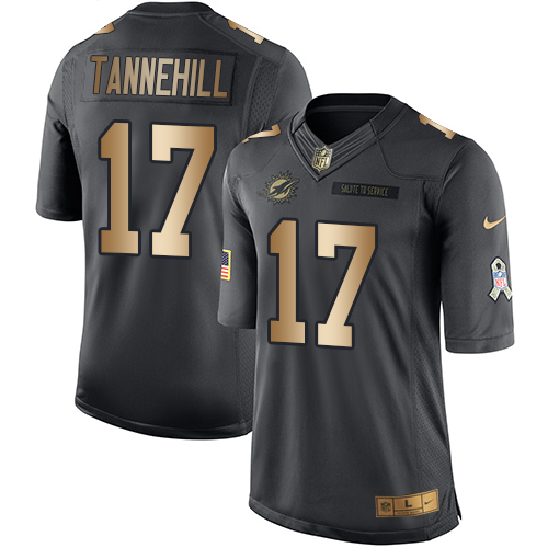Nike Dolphins 17 Ryan Tannehill Anthracite Gold Salute to Service Limited Jersey