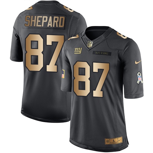 Nike Giants 87 Sterling Shepard Anthracite Gold Salute to Service Limited Jersey