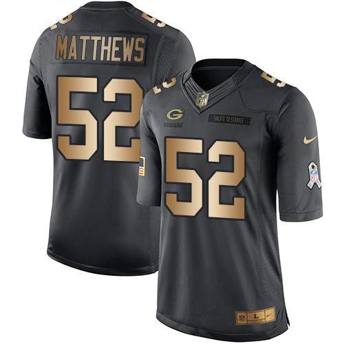 Nike Packers 52 Clay Matthews Anthracite Gold Salute to Service Limited Jersey