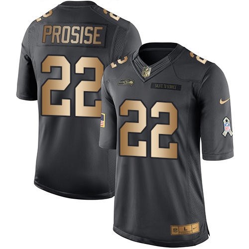 Nike Seahawks 22 C.J. Prosise Anthracite Gold Salute to Service Limited Jersey